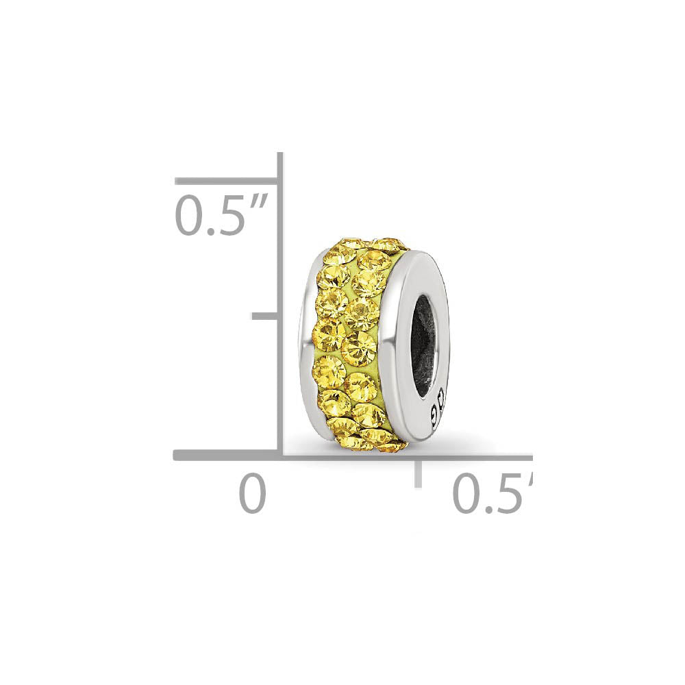 Alternate view of the Sterling Silver with Yellow Crystals Double Row Bead Charm by The Black Bow Jewelry Co.