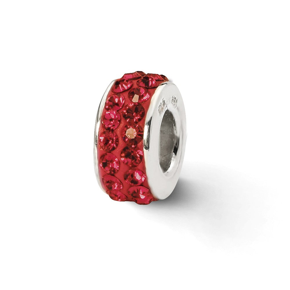 Sterling Silver with Scarlet Red Crystals Double Row Bead Charm, Item B10729 by The Black Bow Jewelry Co.