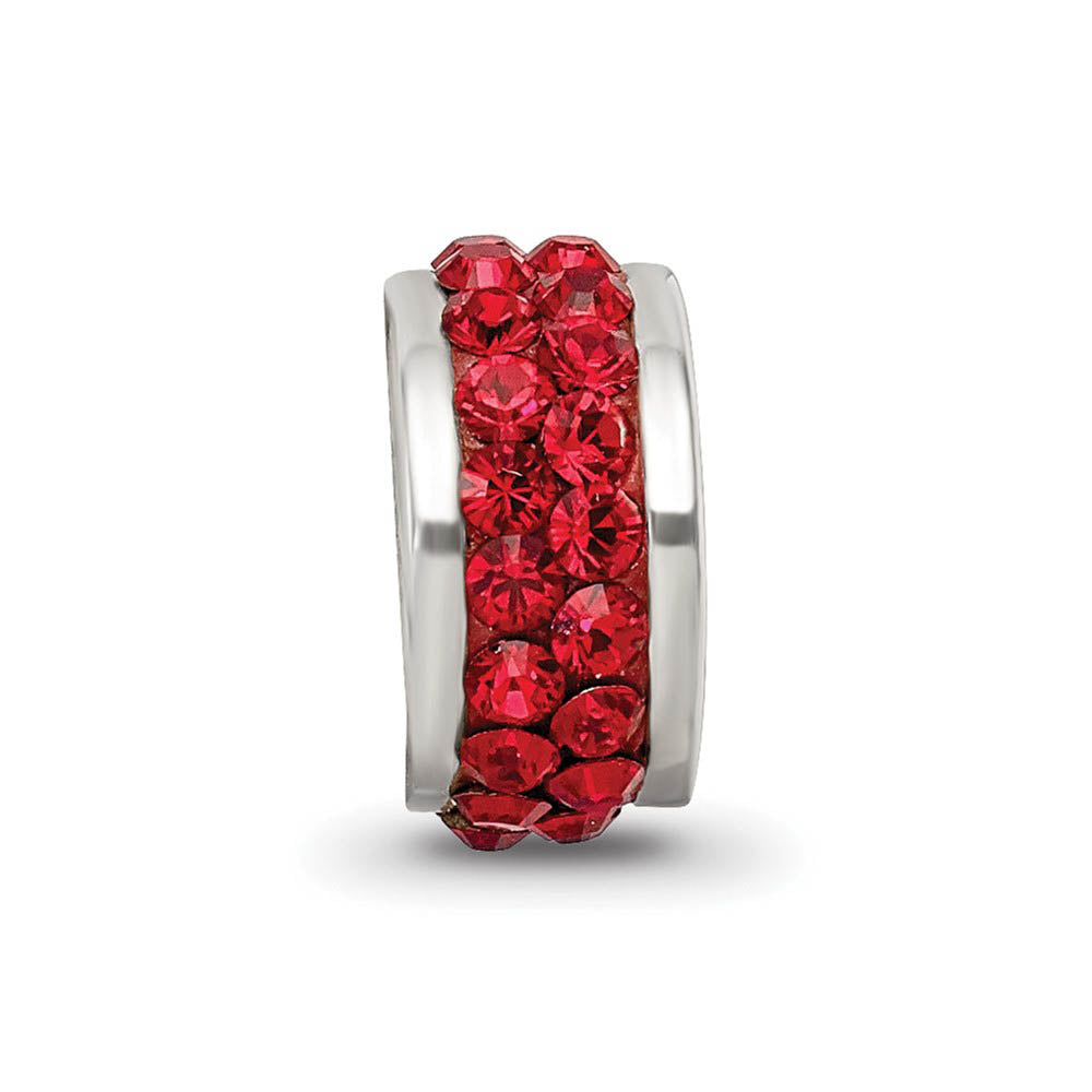Alternate view of the Sterling Silver with Scarlet Red Crystals Double Row Bead Charm by The Black Bow Jewelry Co.
