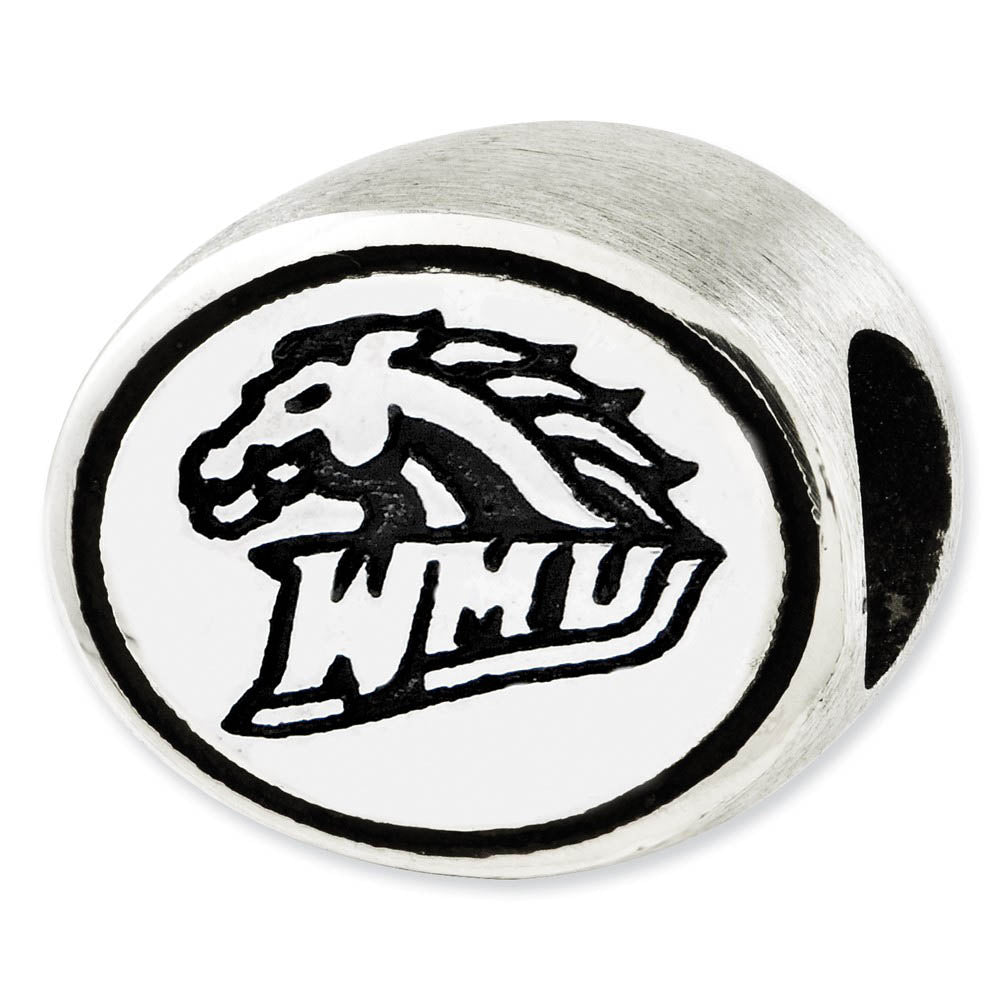 Sterling Silver & Enamel Western Michigan University Collegiate Bead, Item B10740 by The Black Bow Jewelry Co.