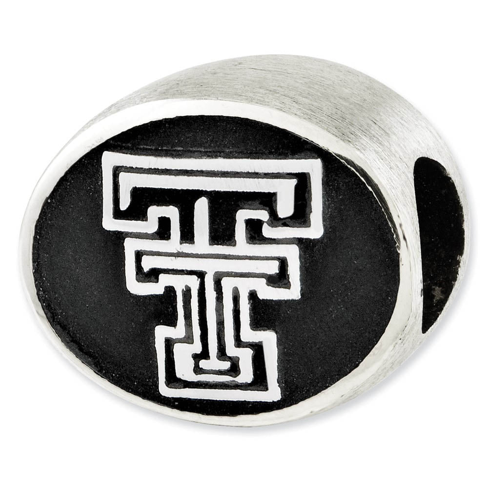 Sterling Silver & Enamel Texas Tech University Collegiate Bead Charm, Item B10746 by The Black Bow Jewelry Co.