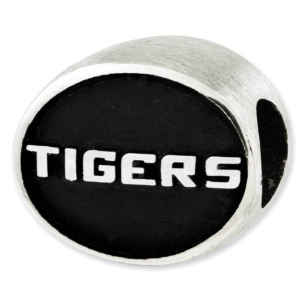 Sterling Silver & Enamel Louisiana State University Collegiate Bead, Item B10751 by The Black Bow Jewelry Co.