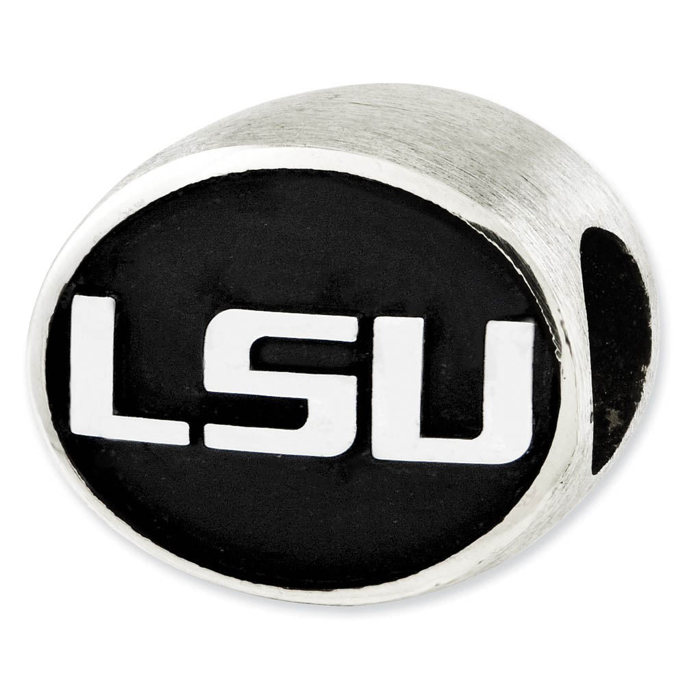 Alternate view of the Sterling Silver & Enamel Louisiana State University Collegiate Bead by The Black Bow Jewelry Co.