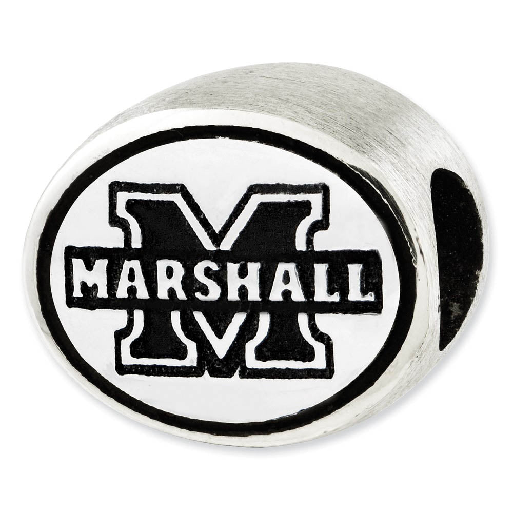 Alternate view of the Sterling Silver & Enamel Marshall University Collegiate Bead Charm by The Black Bow Jewelry Co.