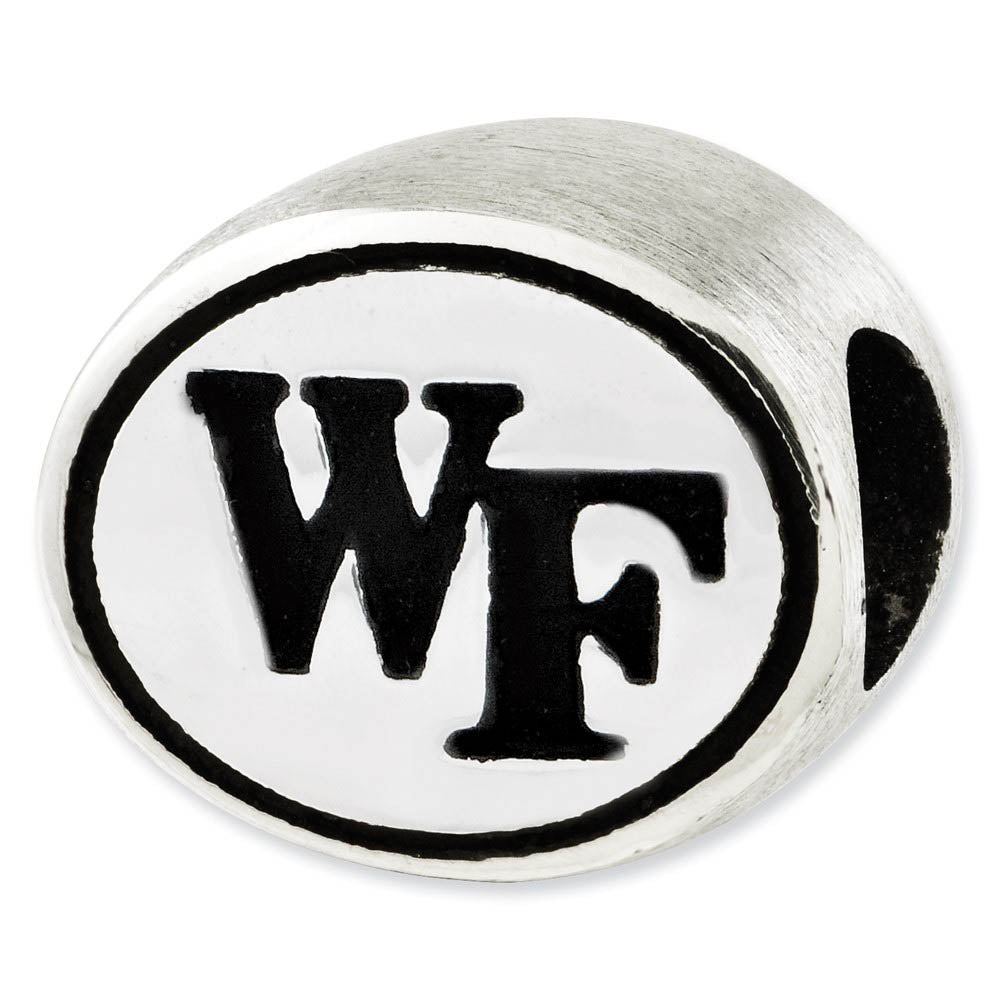 Alternate view of the Sterling Silver & Enamel Wake forest University Collegiate Bead Charm by The Black Bow Jewelry Co.