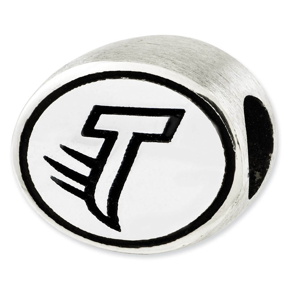 Alternate view of the Sterling Silver & Enamel Towson University Collegiate Bead Charm by The Black Bow Jewelry Co.