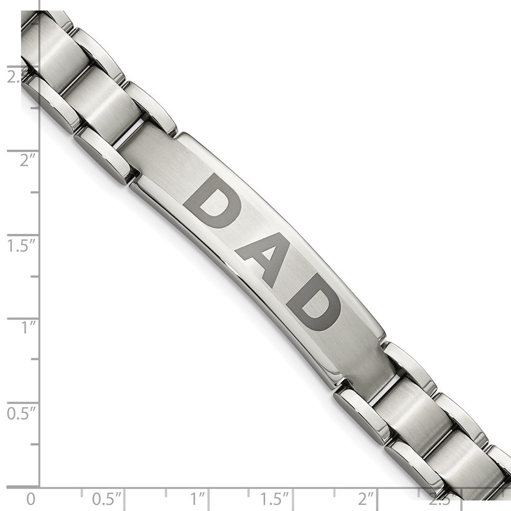 Alternate view of the Men&#39;s Stainless Steel DAD I.D. Bracelet, 8.75 Inch by The Black Bow Jewelry Co.