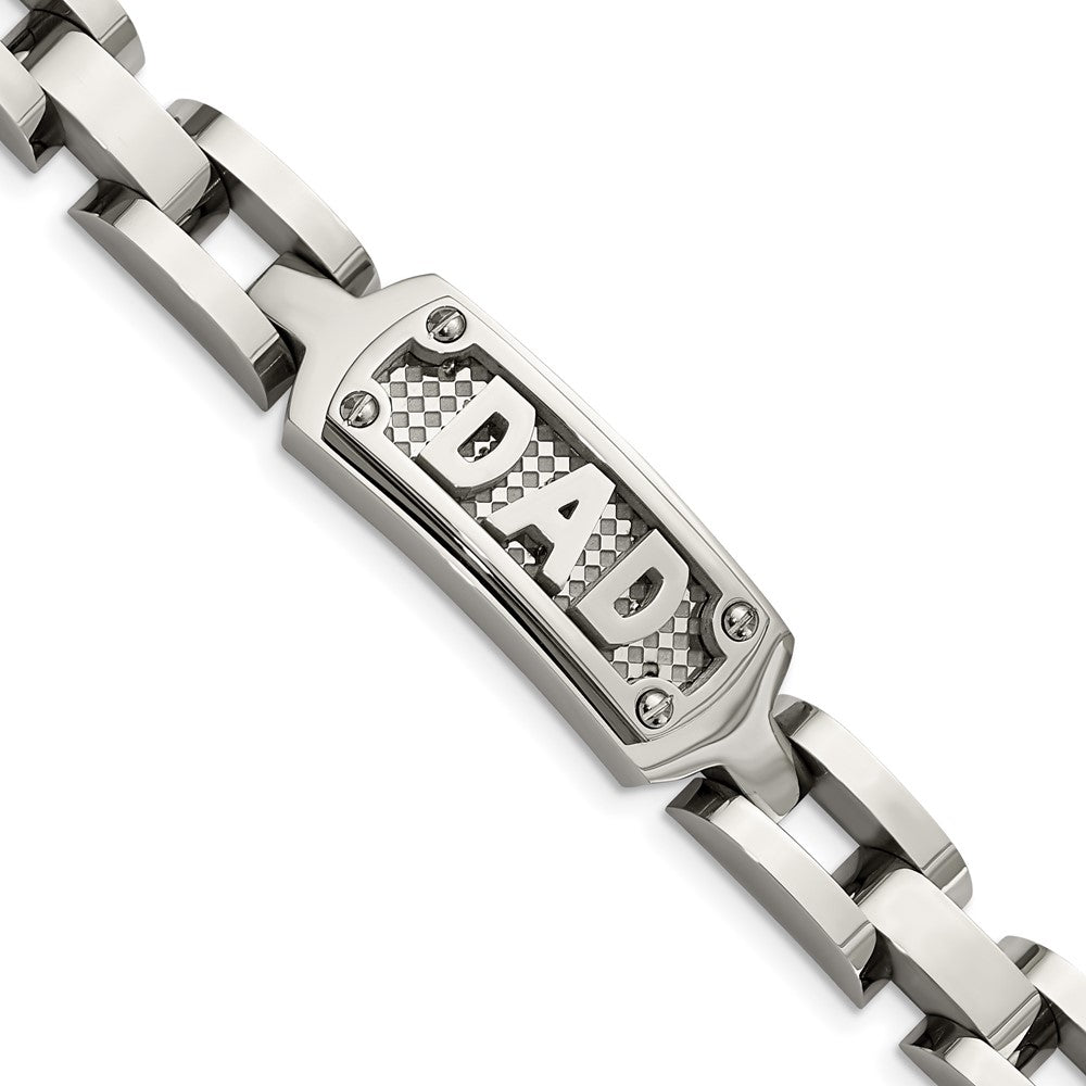Men&#39;s Stainless Steel Embossed DAD I.D. Bracelet, 8.5 Inch, Item B10907 by The Black Bow Jewelry Co.