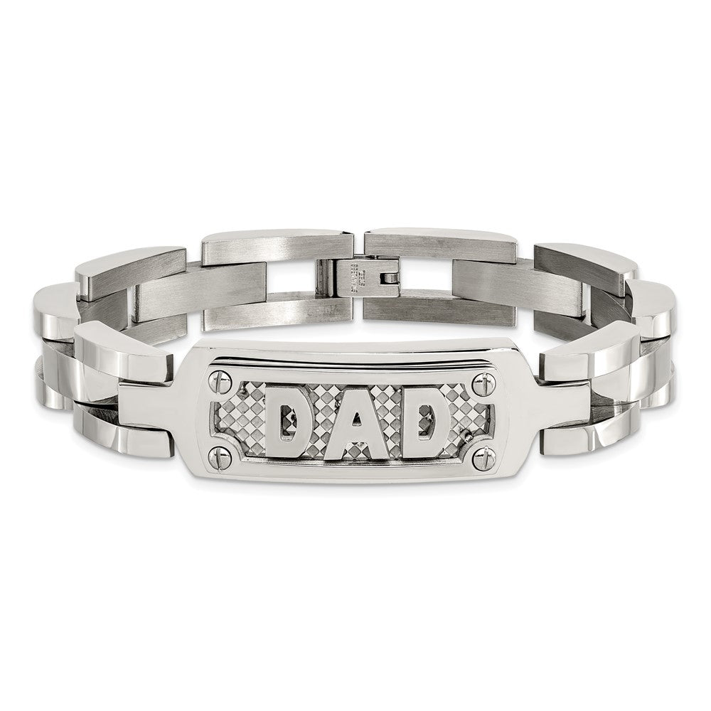 Alternate view of the Men&#39;s Stainless Steel Embossed DAD I.D. Bracelet, 8.5 Inch by The Black Bow Jewelry Co.