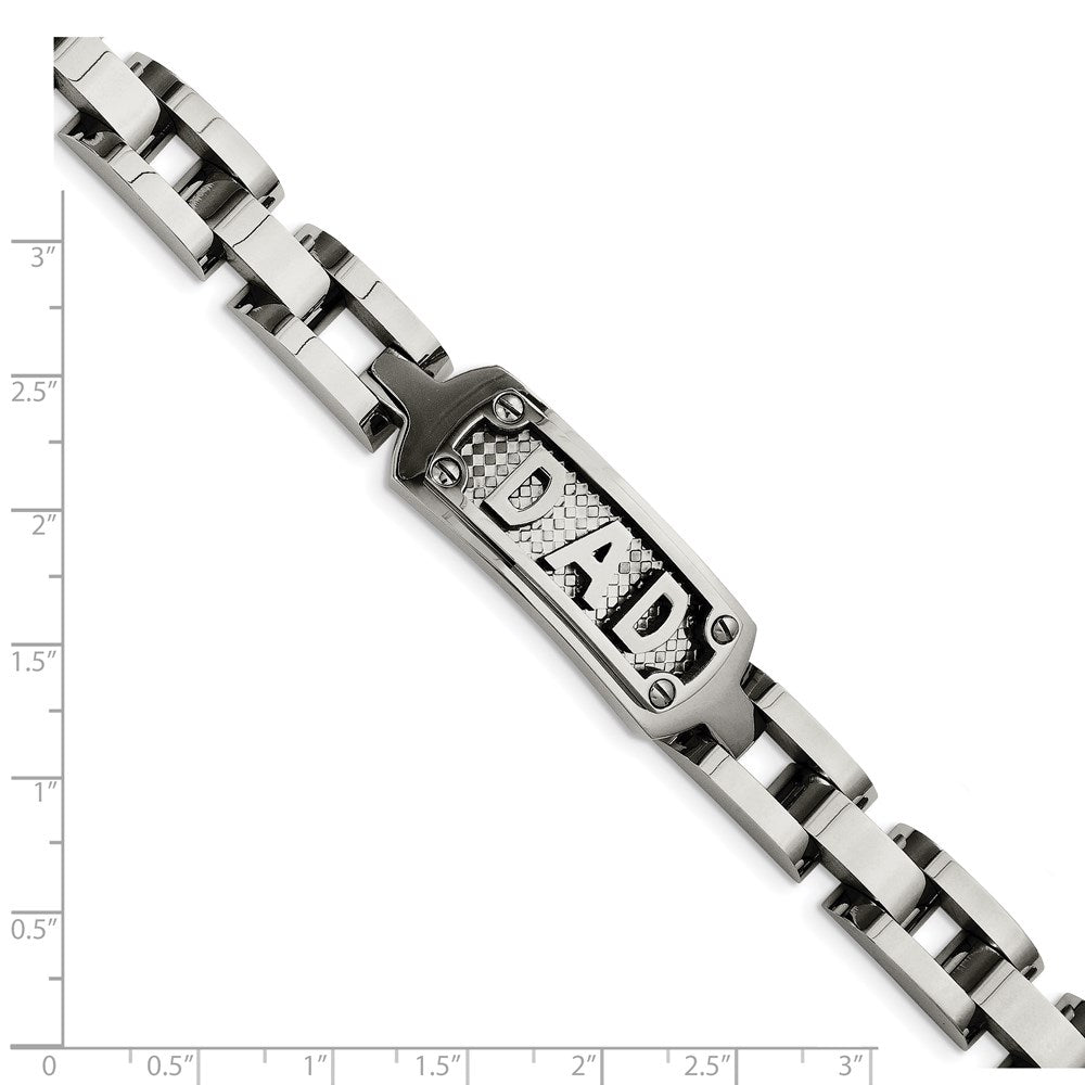 Alternate view of the Men&#39;s Stainless Steel Embossed DAD I.D. Bracelet, 8.5 Inch by The Black Bow Jewelry Co.