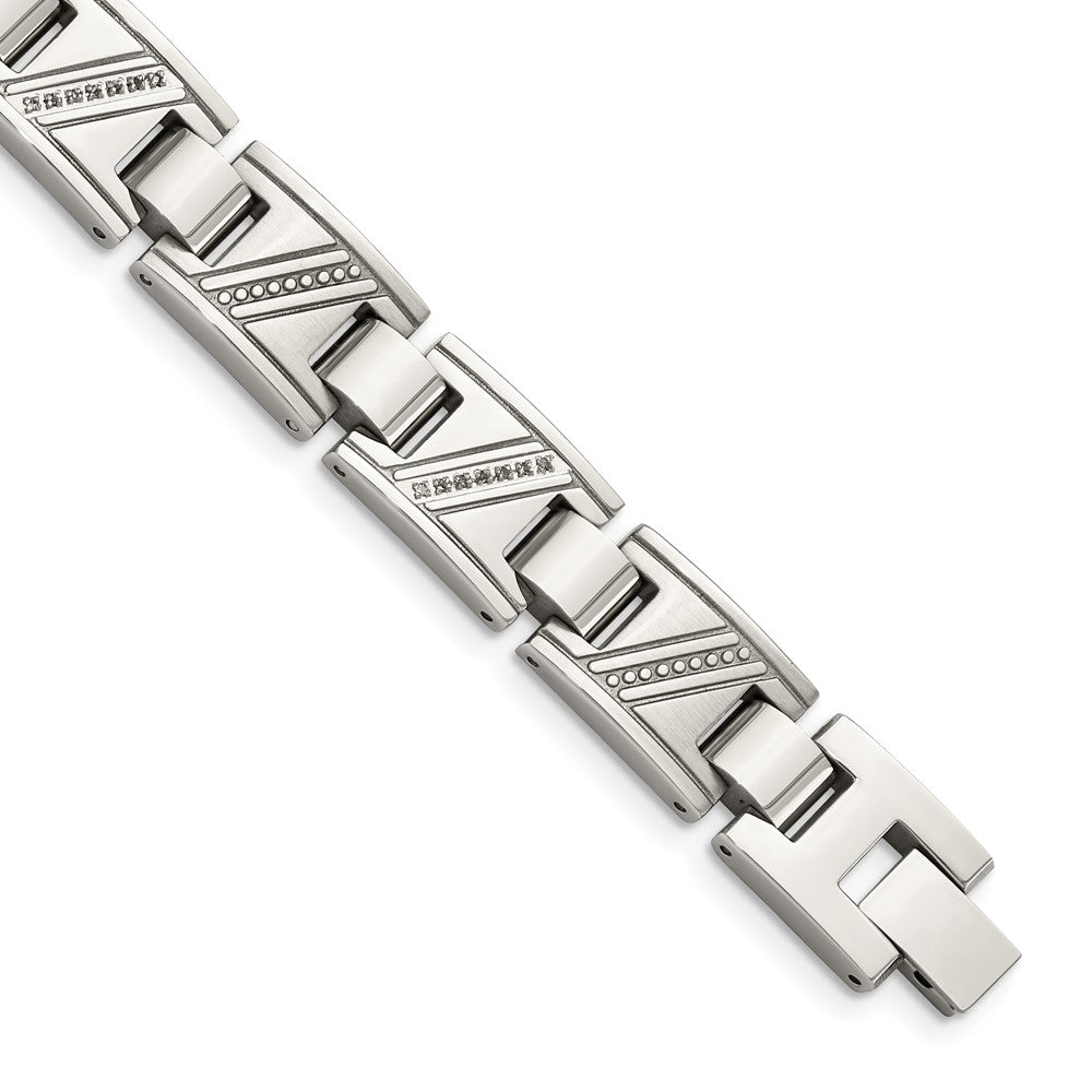 Men&#39;s Stainless Steel and Diamond 8.5 Inch Bracelet, Item B10916 by The Black Bow Jewelry Co.