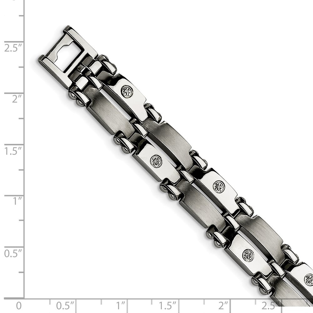 Alternate view of the Men&#39;s 11mm Stainless Steel and Diamond Bracelet - 8.5 Inch by The Black Bow Jewelry Co.