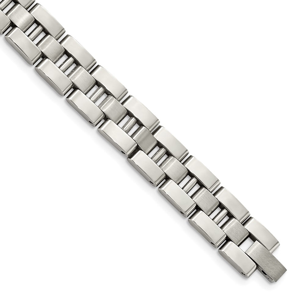 Men&#39;s Stainless Steel Polished Link 8.5 Inch Bracelet, Item B10961 by The Black Bow Jewelry Co.