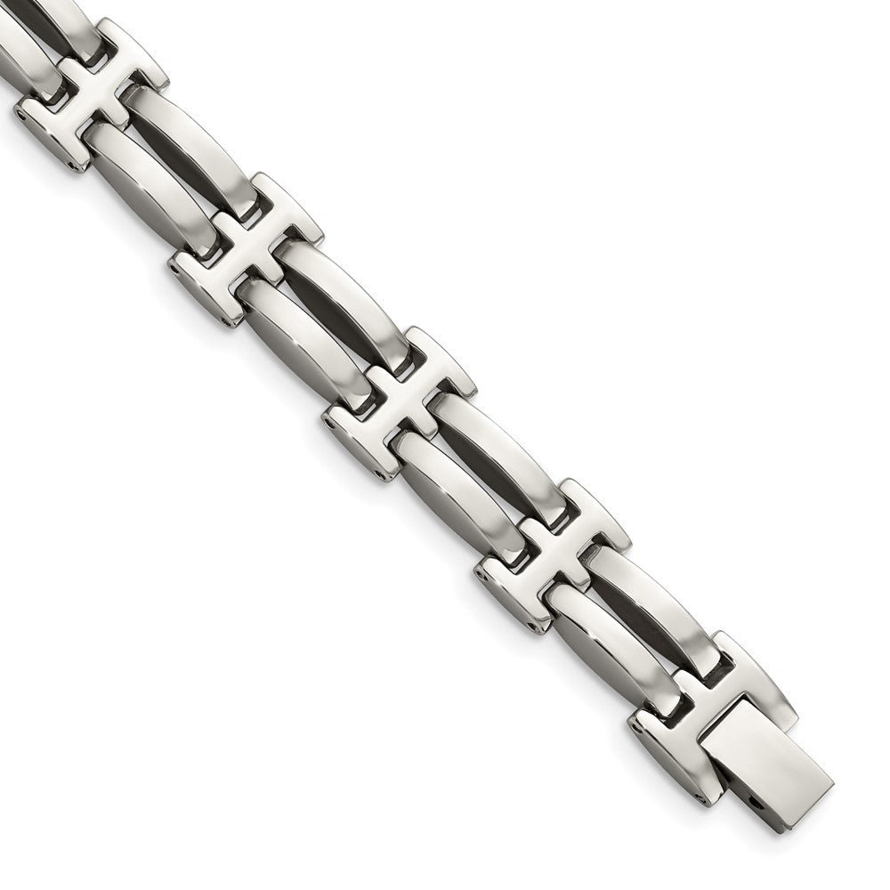 Men&#39;s 9mm Stainless Steel Polished Double Link Bracelet - 8.5 Inch, Item B10967 by The Black Bow Jewelry Co.