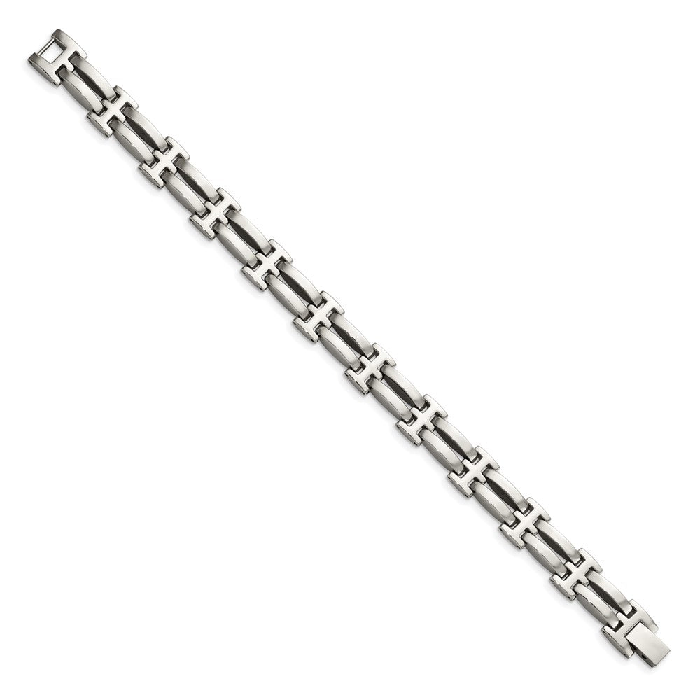 Alternate view of the Men&#39;s 9mm Stainless Steel Polished Double Link Bracelet - 8.5 Inch by The Black Bow Jewelry Co.