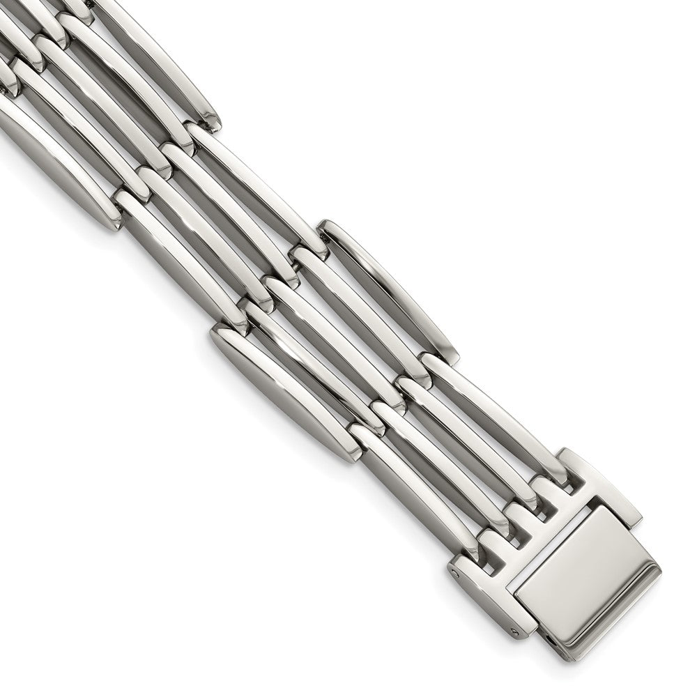 Men&#39;s 16mm Stainless Steel Polished Link Bracelet - 8.5 Inch, Item B10969 by The Black Bow Jewelry Co.