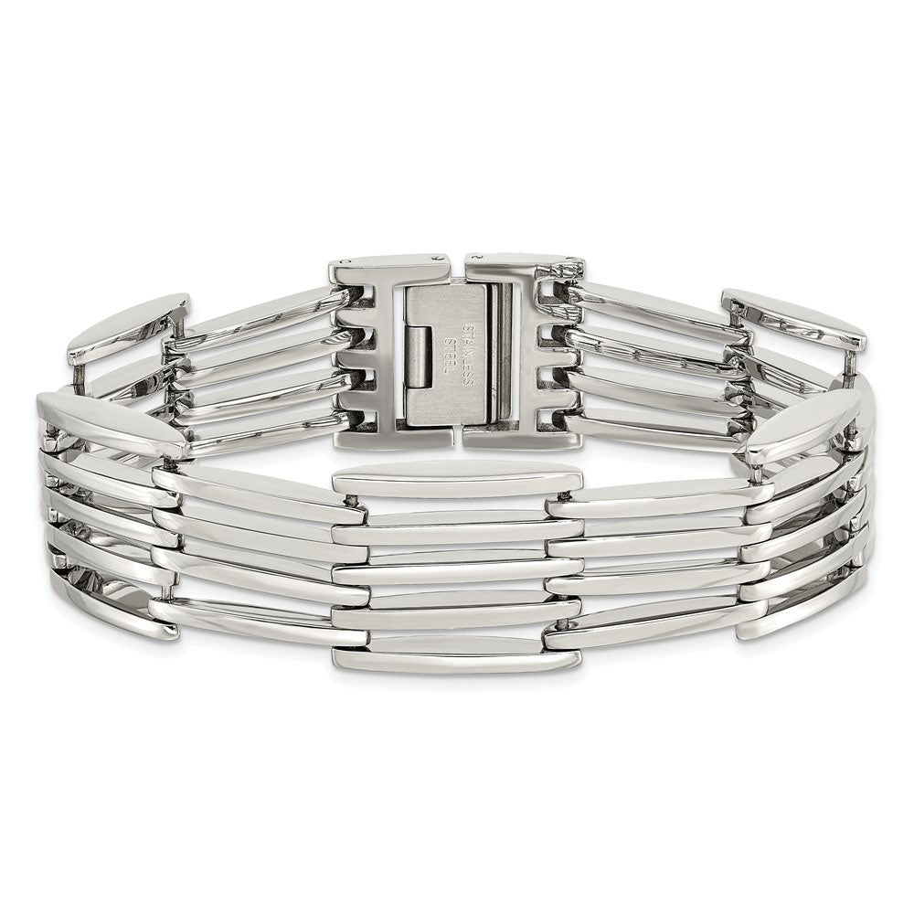Alternate view of the Men&#39;s 16mm Stainless Steel Polished Link Bracelet - 8.5 Inch by The Black Bow Jewelry Co.