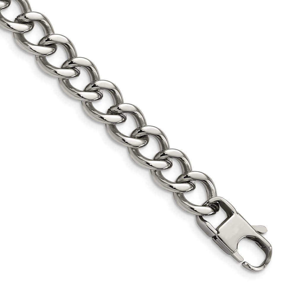 Men&#39;s Stainless Steel Polished Curb Chain 8.5 Inch Bracelet, Item B10982 by The Black Bow Jewelry Co.