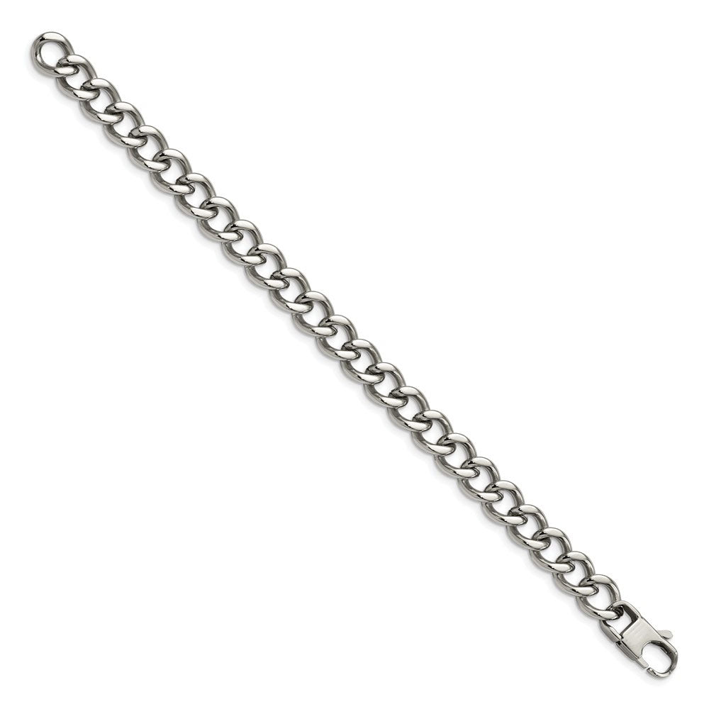 Alternate view of the Men&#39;s Stainless Steel Polished Curb Chain 8.5 Inch Bracelet by The Black Bow Jewelry Co.