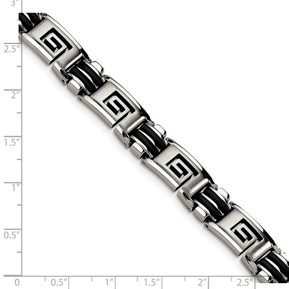 Alternate view of the Men&#39;s Stainless Steel and Rubber Pathfinder 8.5 Inch Bracelet by The Black Bow Jewelry Co.