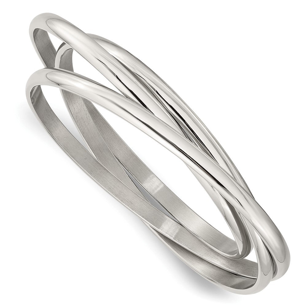 Stainless Steel 3 Piece Intertwined Bangle Bracelet, Item B11038 by The Black Bow Jewelry Co.