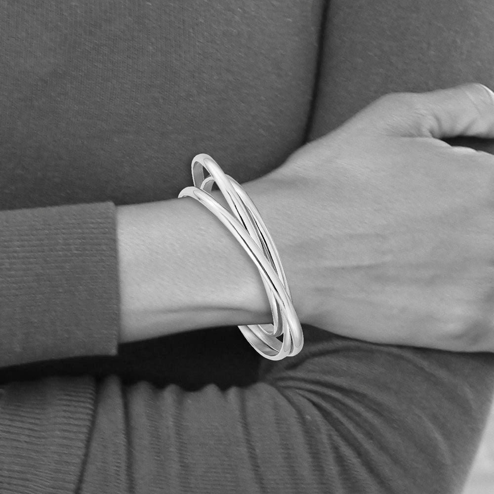 Alternate view of the Stainless Steel 3 Piece Intertwined Bangle Bracelet by The Black Bow Jewelry Co.