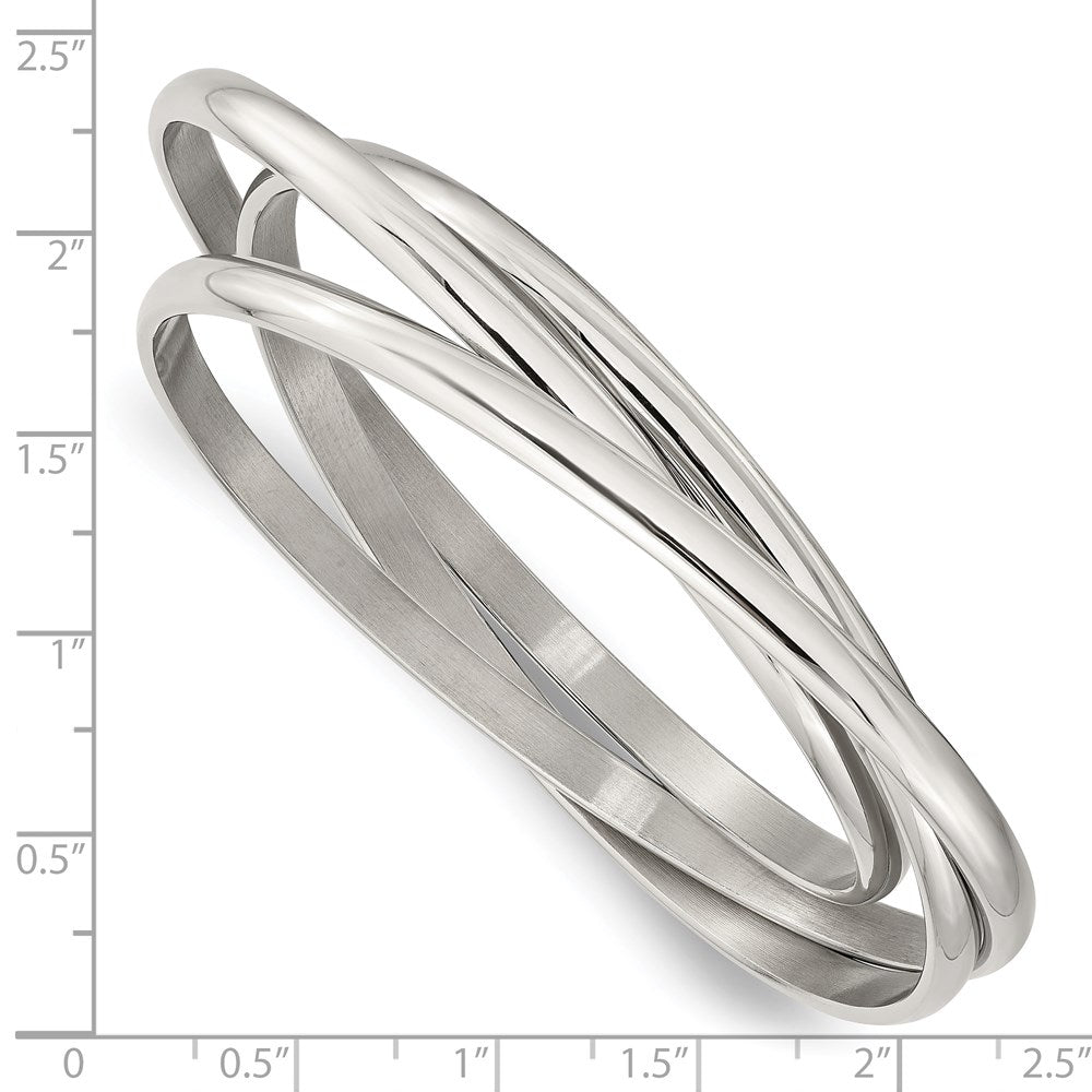 Alternate view of the Stainless Steel 3 Piece Intertwined Bangle Bracelet by The Black Bow Jewelry Co.