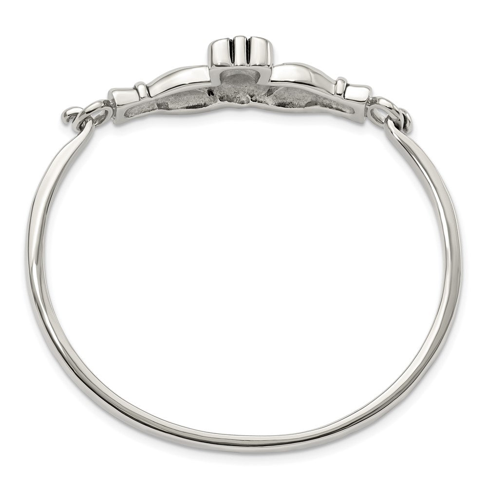 Alternate view of the Stainless Steel Claddagh Bangle Bracelet by The Black Bow Jewelry Co.