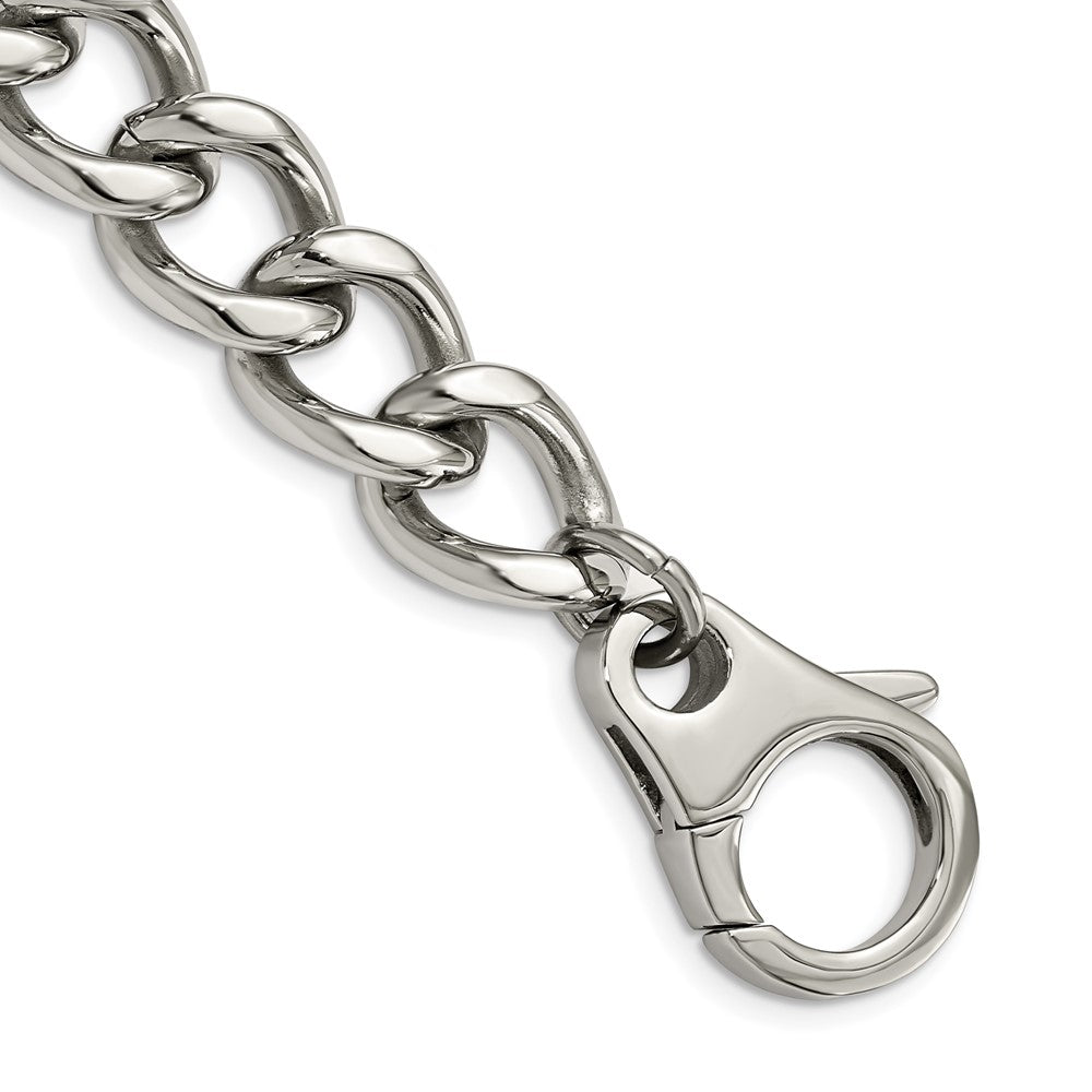 Men&#39;s Stainless Steel Large 15mm Curb Chain Bracelet - 8.5 Inch, Item B11102 by The Black Bow Jewelry Co.