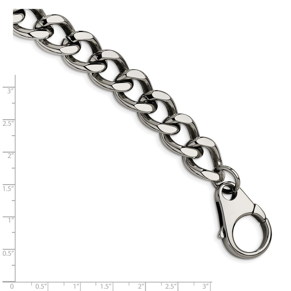 Alternate view of the Men&#39;s Stainless Steel Large 15mm Curb Chain Bracelet - 8.5 Inch by The Black Bow Jewelry Co.
