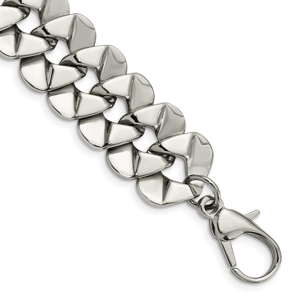 Men&#39;s Stainless Steel Large Fancy Curb Chain Bracelet - 8.5 Inch, Item B11104 by The Black Bow Jewelry Co.