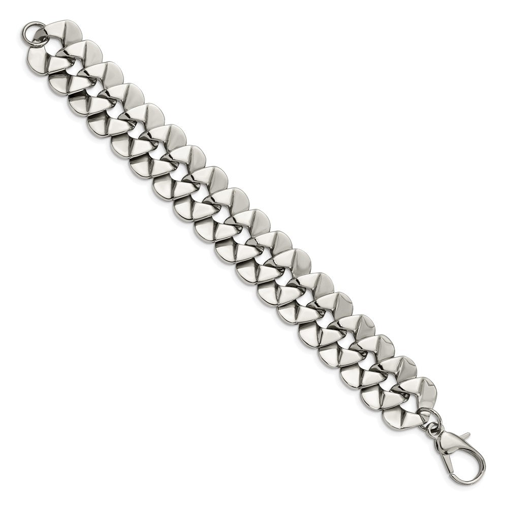 Alternate view of the Men&#39;s Stainless Steel Large Fancy Curb Chain Bracelet - 8.5 Inch by The Black Bow Jewelry Co.