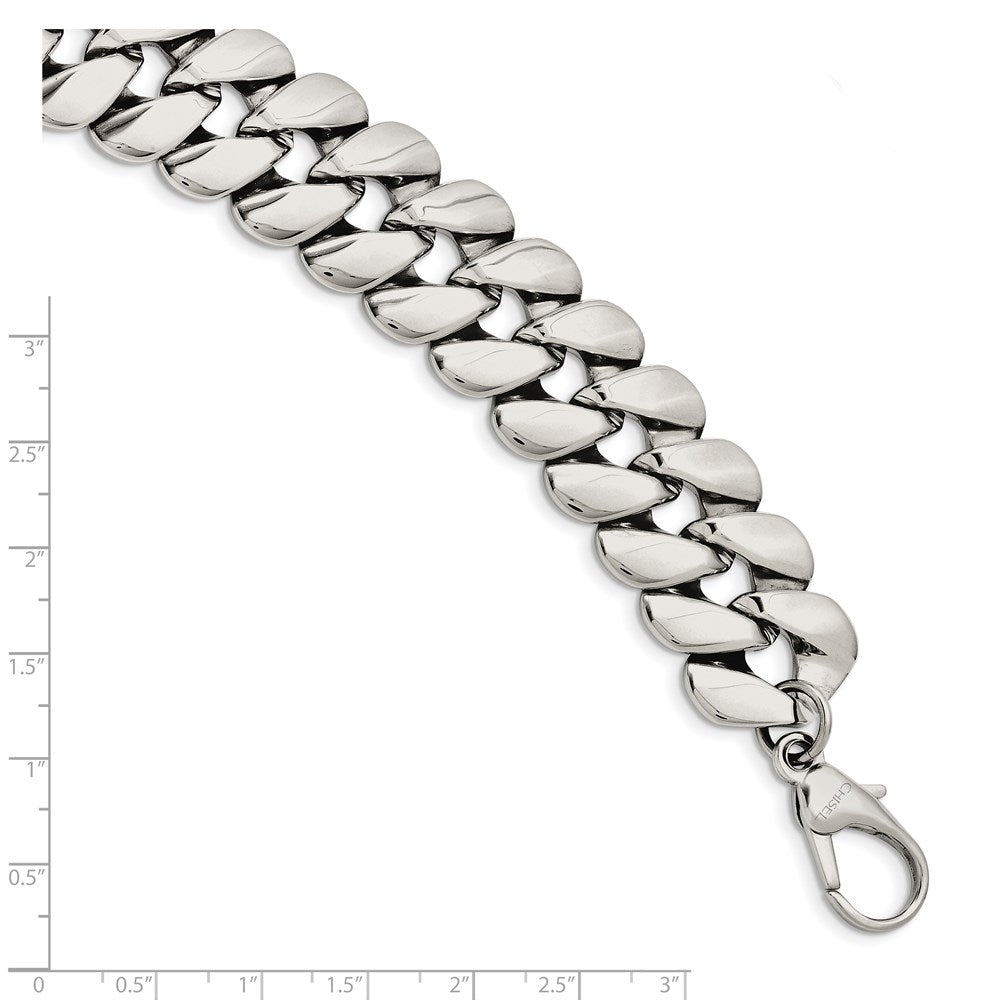Alternate view of the Men&#39;s Stainless Steel Large Fancy Curb Chain Bracelet - 8.5 Inch by The Black Bow Jewelry Co.