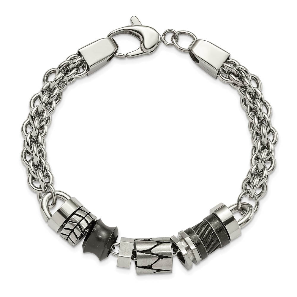 Alternate view of the Men's Stainless Steel Moveable Pieces Bracelet, 8.25 Inch by The Black Bow Jewelry Co.