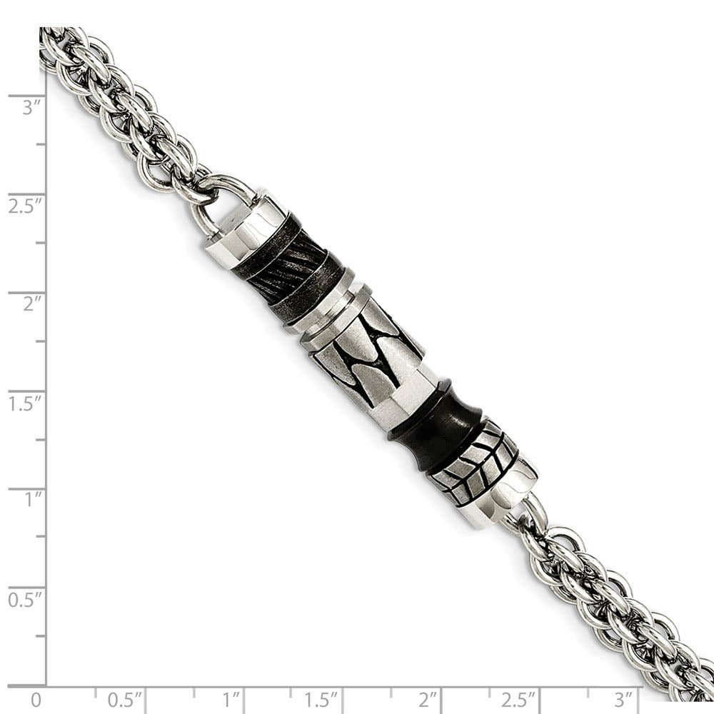 Alternate view of the Men's Stainless Steel Moveable Pieces Bracelet, 8.25 Inch by The Black Bow Jewelry Co.