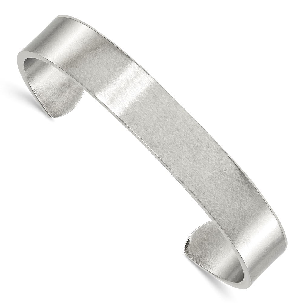 Unisex Stainless Steel Brushed Cuff Bangle Bracelet, Item B11118 by The Black Bow Jewelry Co.