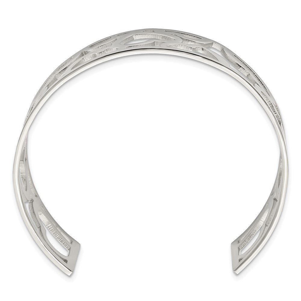 Alternate view of the Stainless Steel Hearts Cuff Bangle Bracelet, 7 Inch by The Black Bow Jewelry Co.