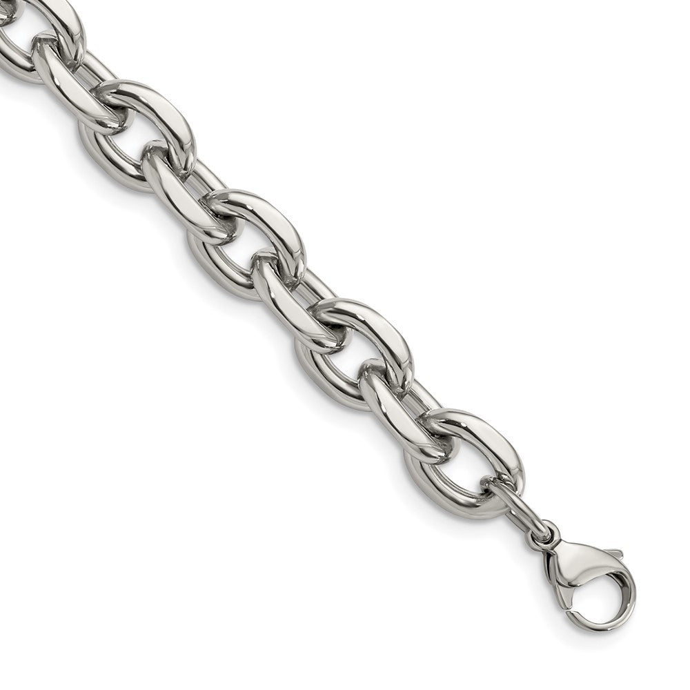 Men&#39;s Stainless Steel Polished Cable Chain Bracelet - 9 Inch, Item B11166 by The Black Bow Jewelry Co.