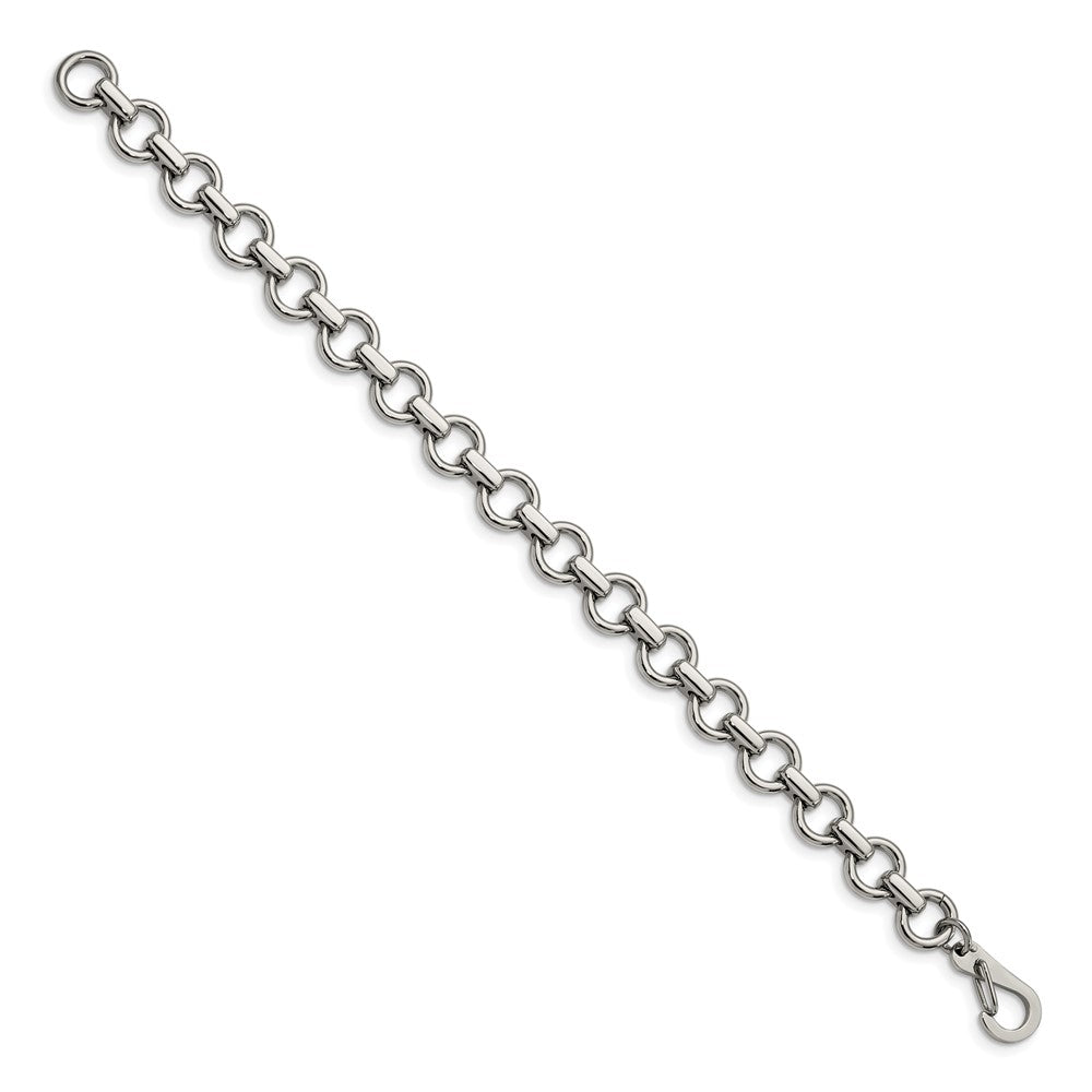 Alternate view of the Men&#39;s Stainless Steel 8mm Circle Link Chain Bracelet, 8.25 Inch by The Black Bow Jewelry Co.