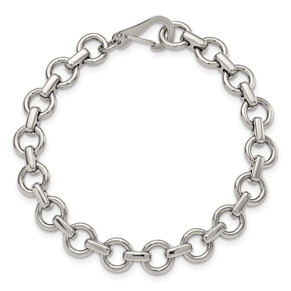 Alternate view of the Men&#39;s Stainless Steel 8mm Circle Link Chain Bracelet, 8.25 Inch by The Black Bow Jewelry Co.