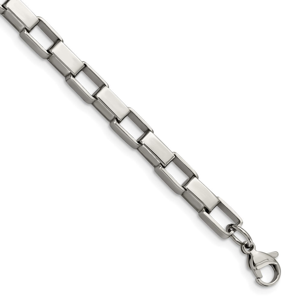 Men&#39;s 6mm Stainless Steel Open Box Chain Bracelet - 8 Inch, Item B11170 by The Black Bow Jewelry Co.