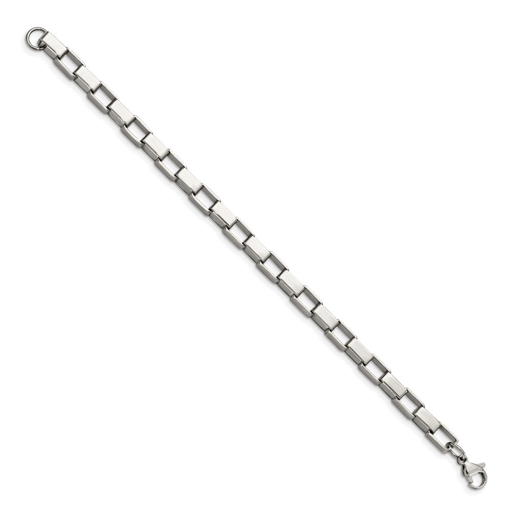 Alternate view of the Men&#39;s 6mm Stainless Steel Open Box Chain Bracelet - 8 Inch by The Black Bow Jewelry Co.