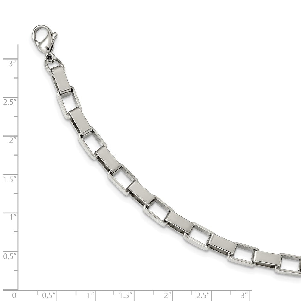 Alternate view of the Men&#39;s 6mm Stainless Steel Open Box Chain Bracelet - 8 Inch by The Black Bow Jewelry Co.