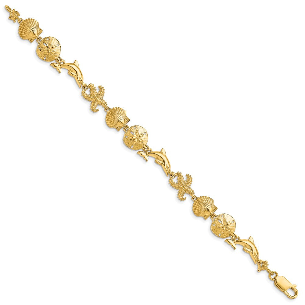 Alternate view of the 14k Yellow Gold Seashore Bracelet - 7.25 Inch by The Black Bow Jewelry Co.
