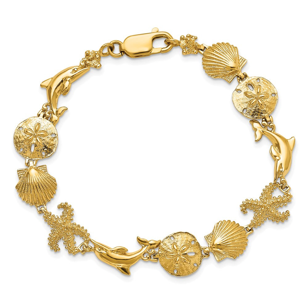 Alternate view of the 14k Yellow Gold Seashore Bracelet - 7.25 Inch by The Black Bow Jewelry Co.