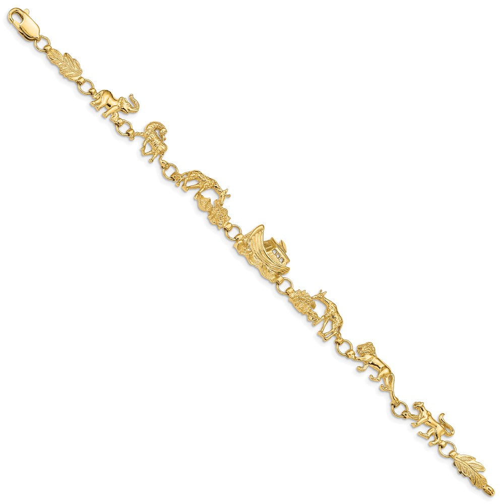 14k Yellow Gold Noah&#39;s Ark Bracelet - 7 Inch, Item B11182 by The Black Bow Jewelry Co.