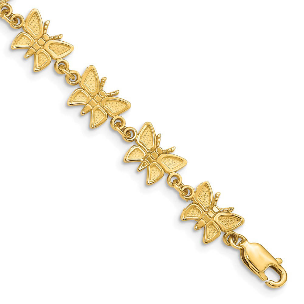 14k Yellow Gold Butterfly Bracelet - 7 Inch, Item B11183 by The Black Bow Jewelry Co.