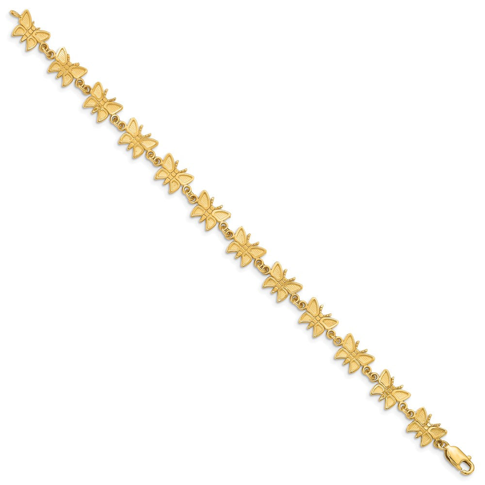 Alternate view of the 14k Yellow Gold Butterfly Bracelet - 7 Inch by The Black Bow Jewelry Co.