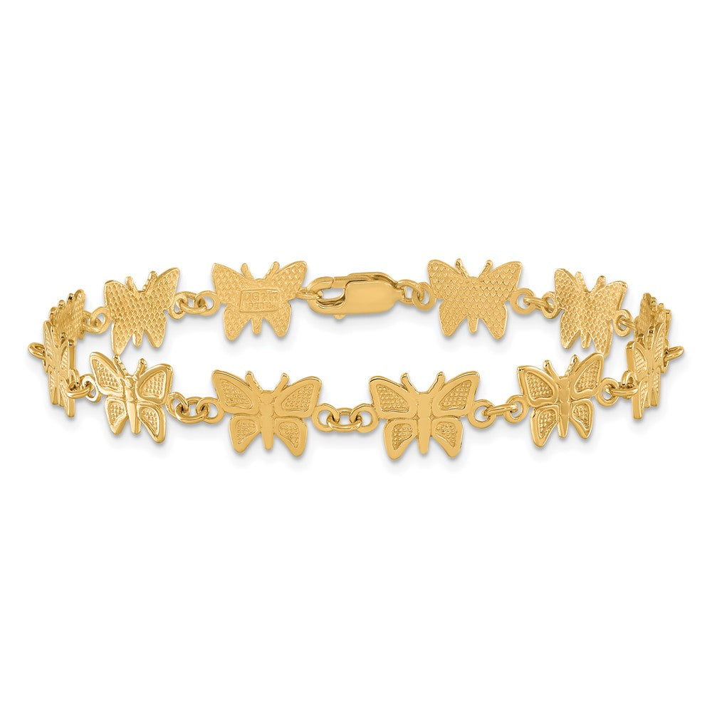 Alternate view of the 14k Yellow Gold Butterfly Bracelet - 7 Inch by The Black Bow Jewelry Co.