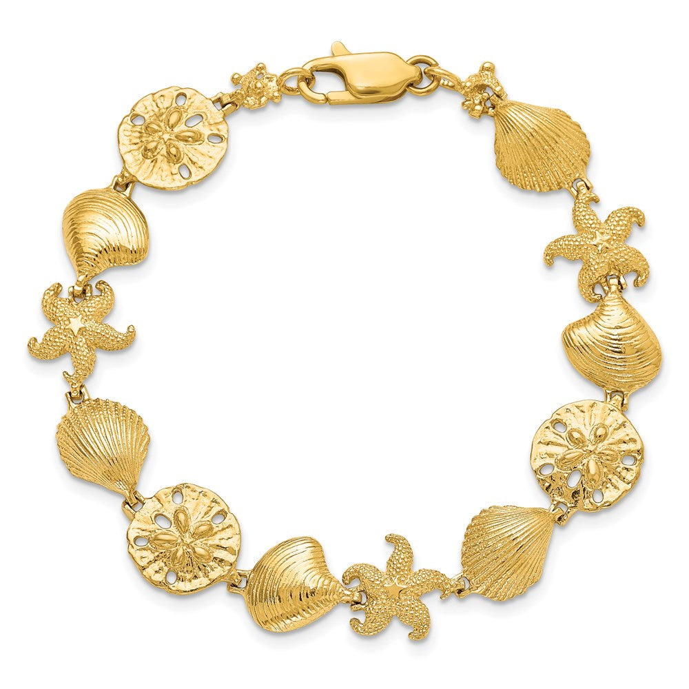 Alternate view of the 14k Yellow Gold Sea Life Bracelet - 7.25 Inch by The Black Bow Jewelry Co.